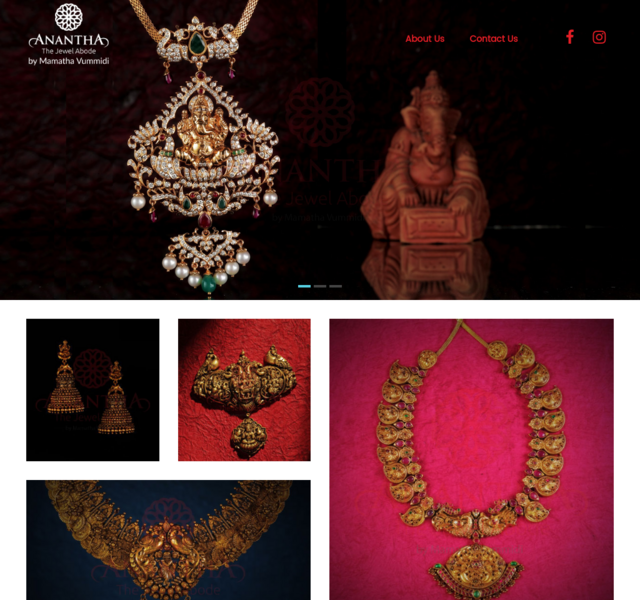 Ecommerce website design for Anantha Jewellery built by SpotMedia, featuring product showcases and premium UI elements.