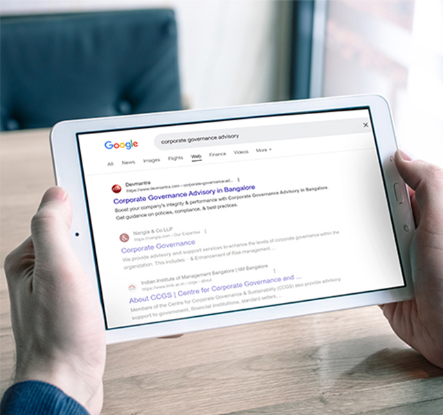 SEO ranking results image for Devmantra showing improved keyword positions, optimized and designed by SpotMedia.