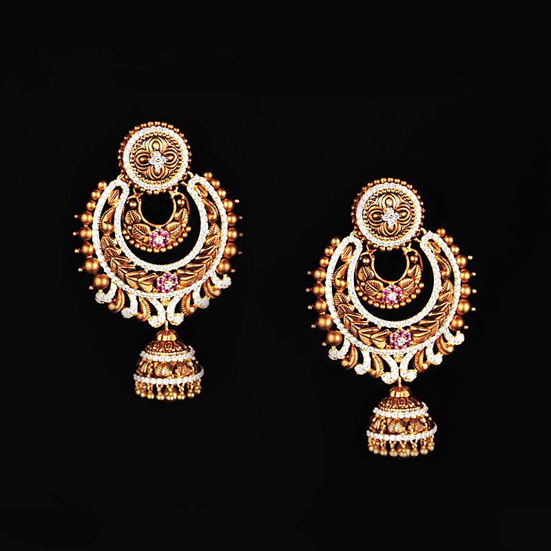 Professional jewellery photography of earrings captured by SpotMedia for clients in Madipakkam, showcasing product detailing and shine.